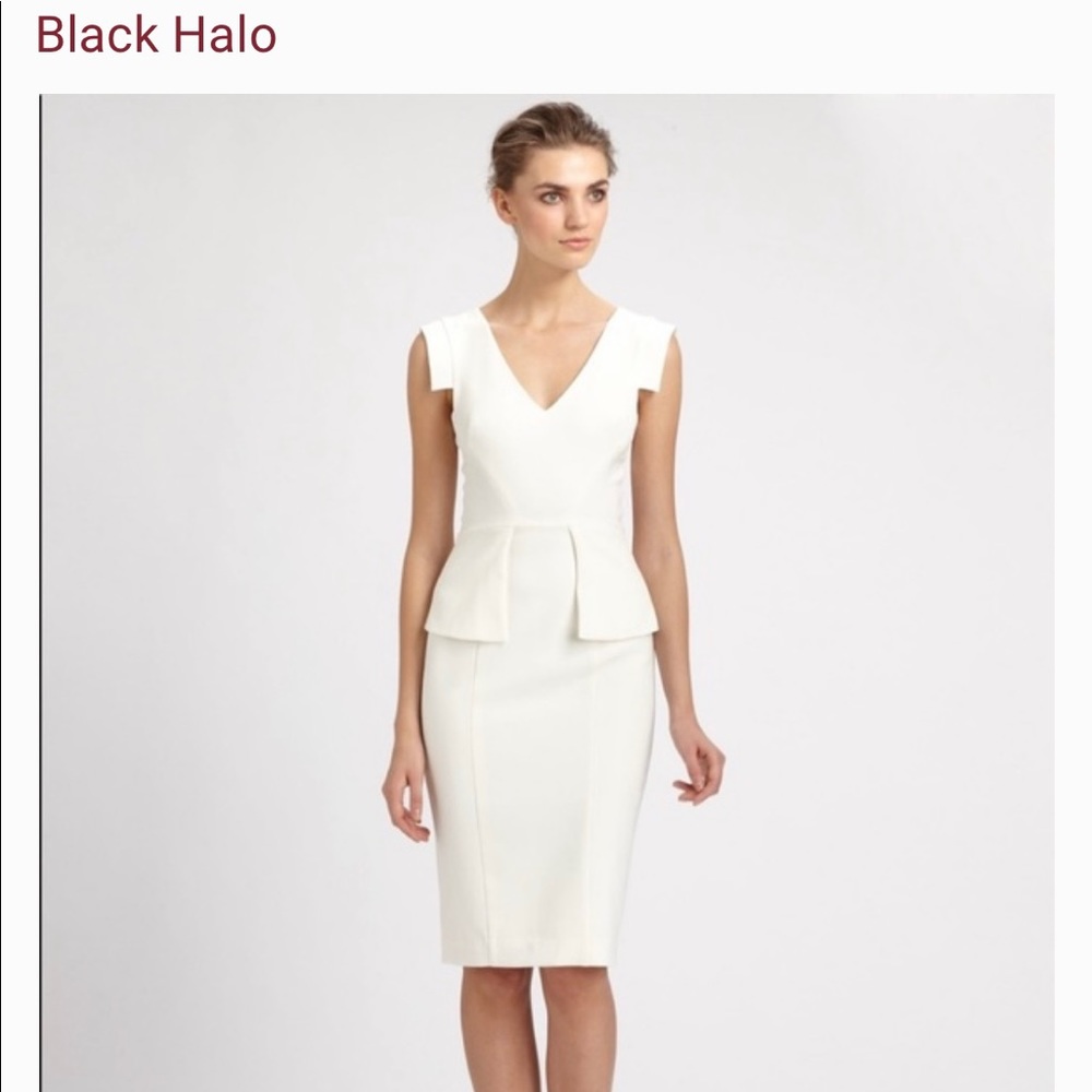 Black Halo Tailored Peplum Midi Dress.